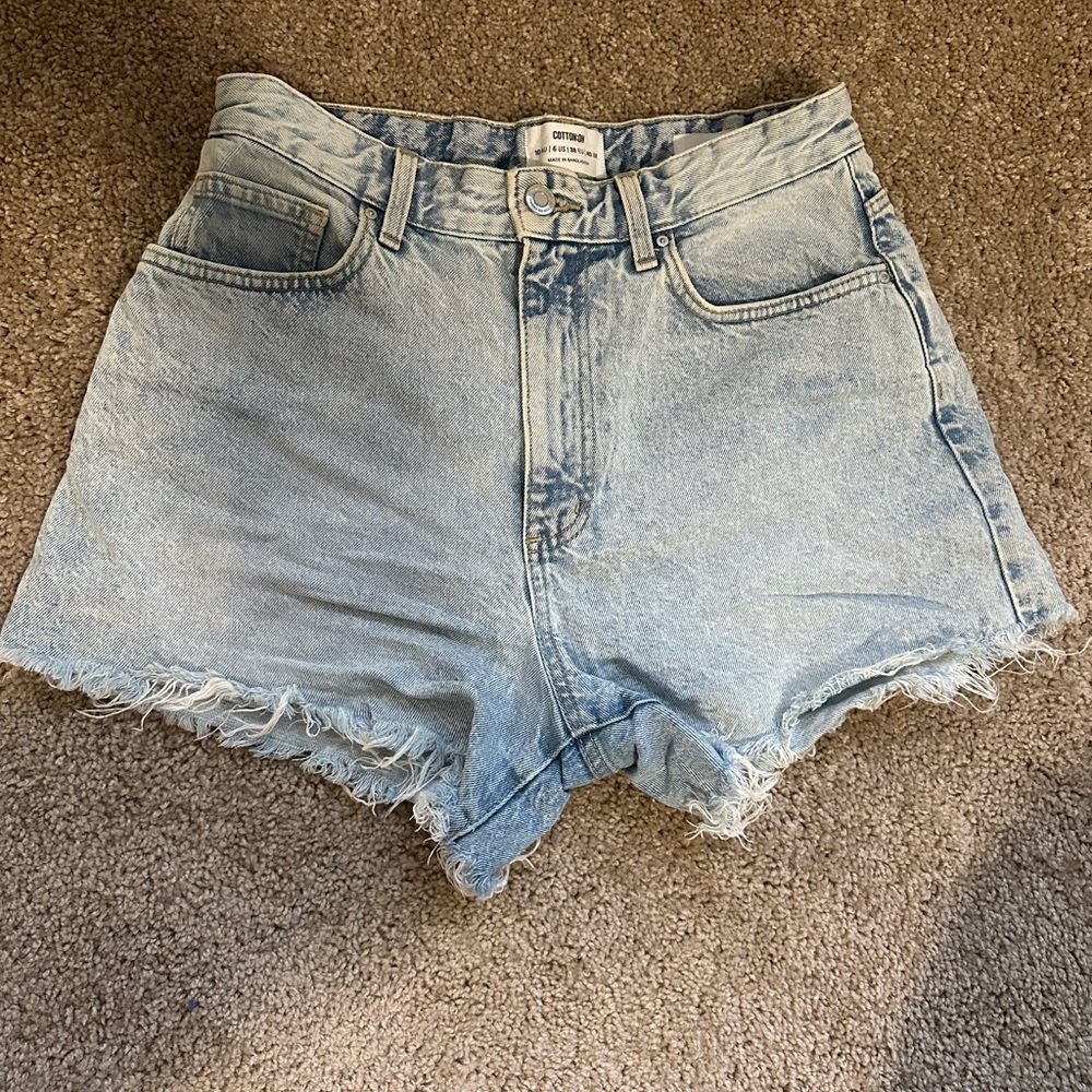 Cotton On Light Blue Frayed Jean Shorts